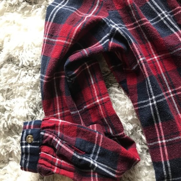 Flannel plaid long sleeve casual button down shirt - Picture 5 of 6